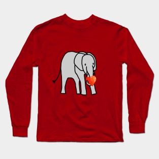 Baby Elephant with Love Heart on Valentines Day Long Sleeve T-Shirt